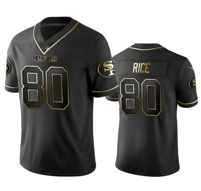 Men's San Francisco 49ers #80 Jerry Rice Black Gold Stitched Jersey